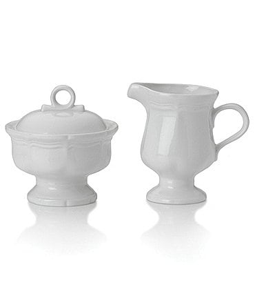 Image of Mikasa French Countryside Rippled Baroque Stoneware Sugar Bowl & Creamer Set