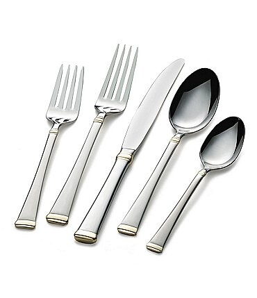 Image of Mikasa Gold-Accent Harmony 65-Piece Stainless Steel Flatware Set