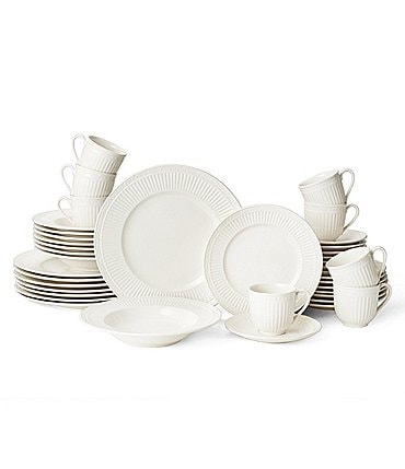 Image of Mikasa Italian Countryside Accents Embossed Floral Stoneware 40-Piece Dinnerware Set