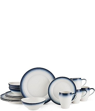 Image of Mikasa Swirl Ombre Blue 16-Piece Dinnerware Set