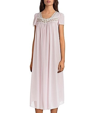 Image of Miss Elaine Silk Essence Solid Long Nightgown