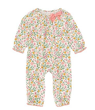 Image of Mud Pie Baby Girls 3-12 Months Long Sleeve Ditsy Floral Printed Coverall