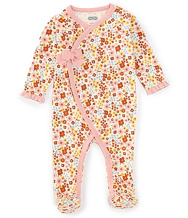 Image of Mud Pie Baby Girls Newborn-9 Months Long-Sleeve Floral-Printed Footie Coverall