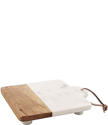 Image of Mud Pie Bistro Collection White Marble & Wood Footed Trivet