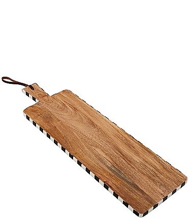 Image of Mud Pie Bistro Long Rectangle Checkered Edge Cheeseboard