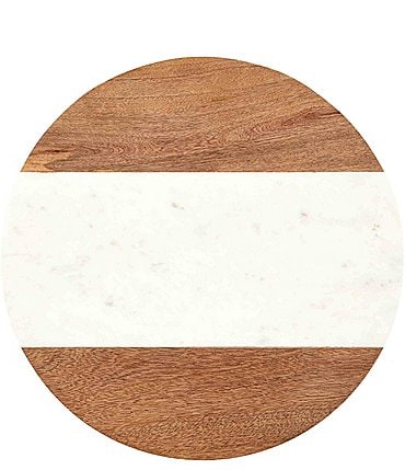 Image of Mud Pie Bistro Marble And Wood Lazy Susan Server