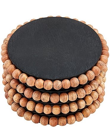 Image of Mud Pie Brown Black Beaded Coasters, Set of 4