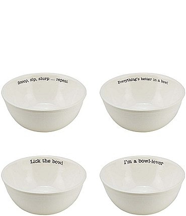 Image of Mud Pie Funny Phrases Circa Ceramic Table For 4 Bowls