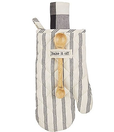 Image of Mud Pie Circa Collection "Bake It Off" Oven Mitt & Towel 3-Piece Set