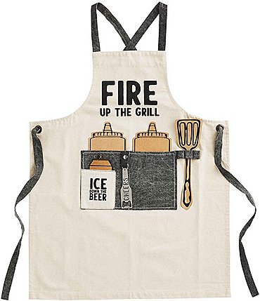 Image of Mud Pie Circa Collection "Fire Up The Grill" Apron with Removable Bottle Opener