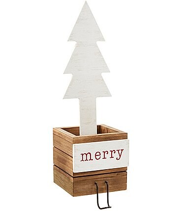 Image of Mud Pie Circa Holiday Collection "Merry" Christmas Tree Crate Stocking Holder