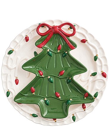 Image of Mud Pie Circa Whimsy Collection Merry Tree Bow Platter Set
