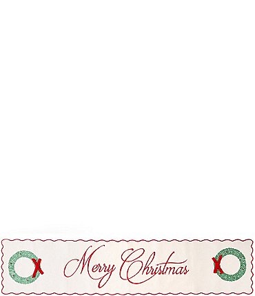 Image of Mud Pie Classic Christmas Collection "Merry Christmas" Wreath Runner, 72"