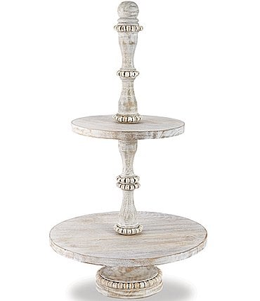 Image of Mud Pie Classic Tall Beaded Tiered Server