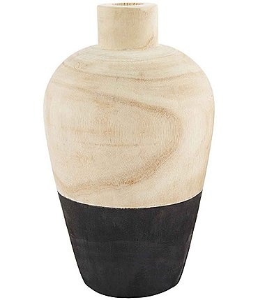Image of Mud Pie Collection Two-Tone Paulownia Wood Decor Vase