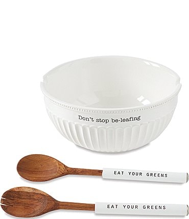 Image of Mud Pie Don't Stop Be Leafing Salad Bowl Set