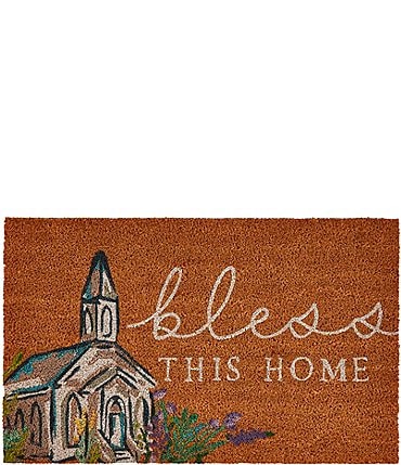 Image of Mud Pie Easter Collection Bless This Home Woven Coir Door Mat