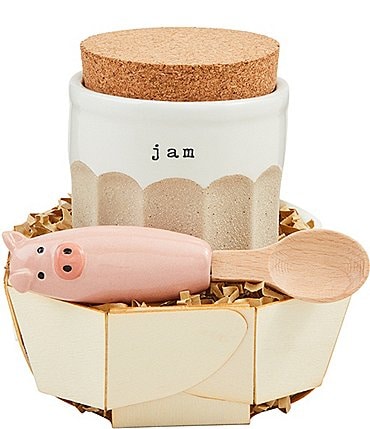 Image of Mud Pie Farmhouse Ceramic Jam & Pig Spreader Set