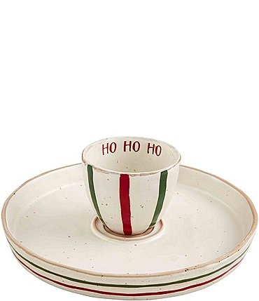 Image of Mud Pie Farmhouse Christmas Merry & Bright Reversible Chip and Dip Server Set
