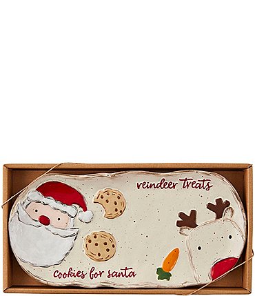 Image of Mud Pie Farmhouse Christmas Santa & Reindeer Treats Platter