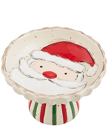 Image of Mud Pie Farmhouse Christmas Santa Candy Pedestal Dish