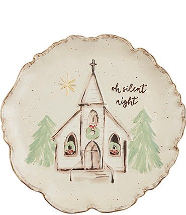 Image of Mud Pie Farmhouse Christmas Silent Night Church Platter