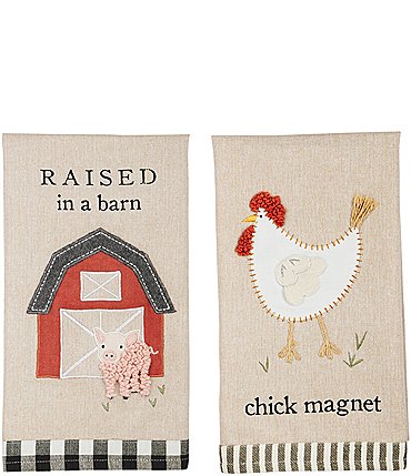 Image of Mud Pie Farmhouse Collection Animal Hand Towels, Set of 2