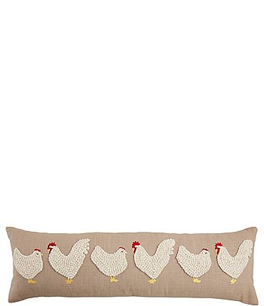Image of Mud Pie Farmhouse Collection Chicken Hen Rooster Pattern Lumbar Pillow