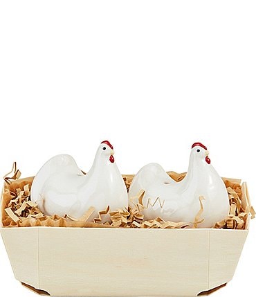 Image of Mud Pie Farmhouse Hen Salt & Pepper Basket Set