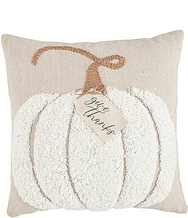 Image of Mud Pie Festive Fall Collection WhiteTufted Pumpkin Pillow