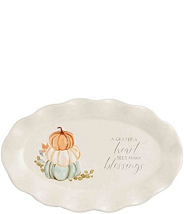 Image of Mud Pie Gather Grateful Sentiment Oval Platter
