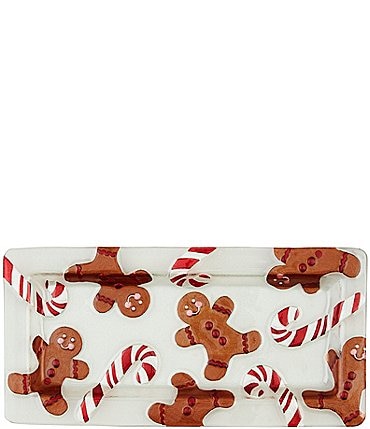 Image of Mud Pie Gingerbread Lane Collection Candy Cane and Gingerbread Serving Tray