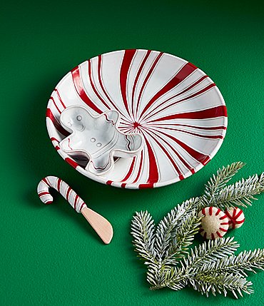Image of Mud Pie Gingerbread Lane Collection Peppermint Chips & Dip Set