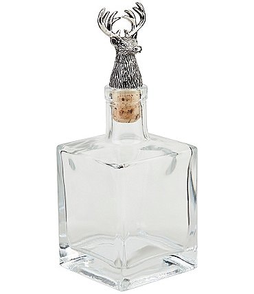 Image of Mud Pie Good Tidings Large Metal Deer Glass Decanter