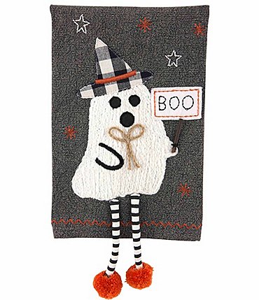 Image of Mud Pie Halloween Boo Ghost Dangle Leg Towel