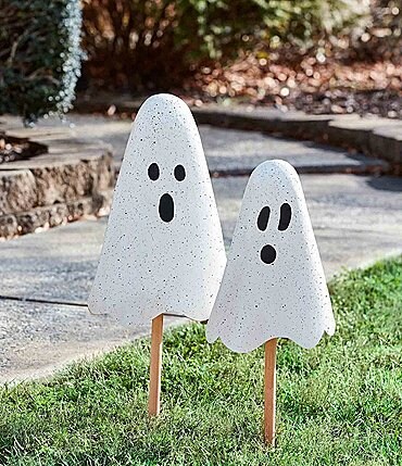 Image of Mud Pie Halloween Collection Metal Ghost Yard Stakes Set