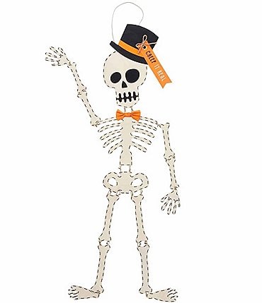 Image of Mud Pie Halloween Collection Skeleton Top Hat Door Hanger Decor