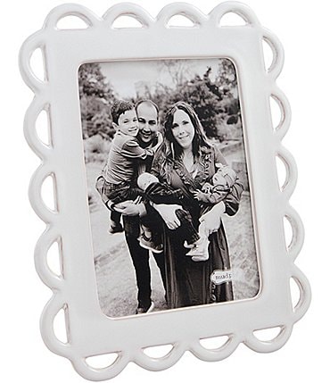 Image of Mud Pie Happy Everything Ceramic Scalloped Glazed Picture Frame