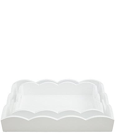 Image of Mud Pie Happy Everything Collection Scallop Nested Lacquer Tray Set