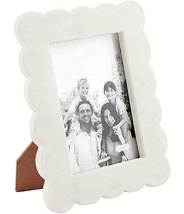 Image of Mud Pie Happy Everything Large Scalloped Marble 5x7 Picture Frame