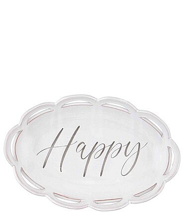 Image of Mud Pie Happy Everything Scalloped Happy Oval Bowl