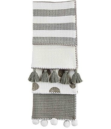 Image of Mud Pie Happy Everything Tassel Trim  Dish Towel Set