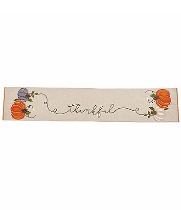 Image of Mud Pie Festive Fall Collection Embroidered Pumpkin Runner