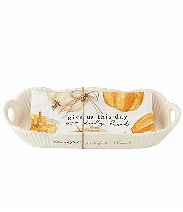 Image of Mud Pie Festive Fall Collection Pumpkin Bread Bowl & Towel Set