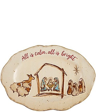 Image of Mud Pie Holiday All is Calm Boxed Nativity Sentiment Platter