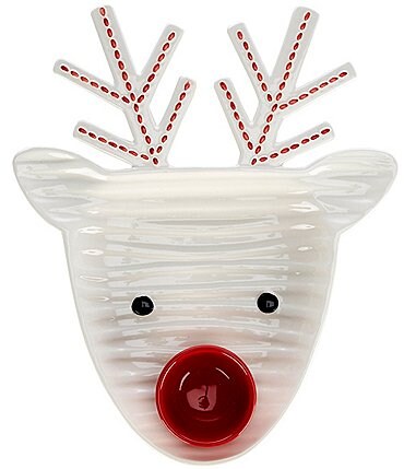 Image of Mud Pie Holiday Circa Reindeer Chip N Dip Bowl