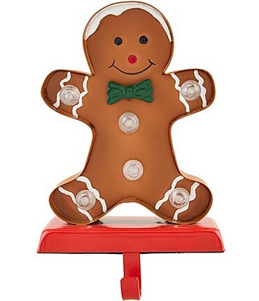 Image of Mud Pie Holiday Collection LED Lighted Gingerbread Man Stocking Holder