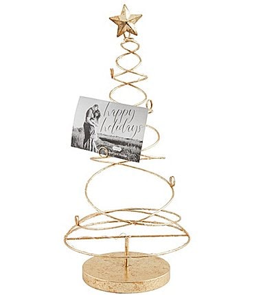 Image of Mud Pie Holiday Collection LED Lighted Metal Coil Tree Card Holder