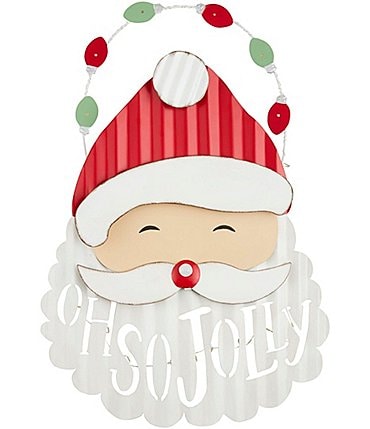 Image of Mud Pie Holiday Collection LED Lighted Motion Activated Sound Santa Door Hanger