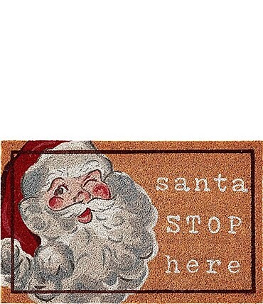Image of Mud Pie Holiday Collection Santa Stop Here Coir Door Mat